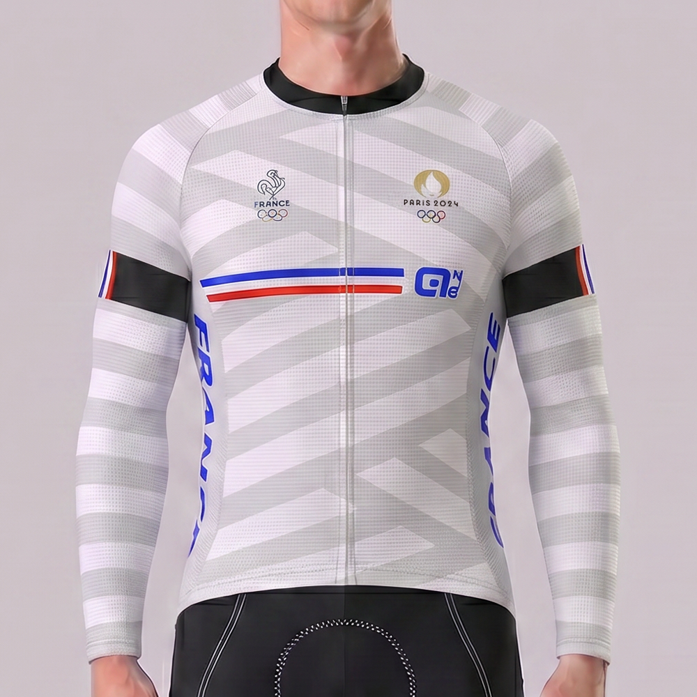 France Stripes Long Sleeves Cycling Jersey
