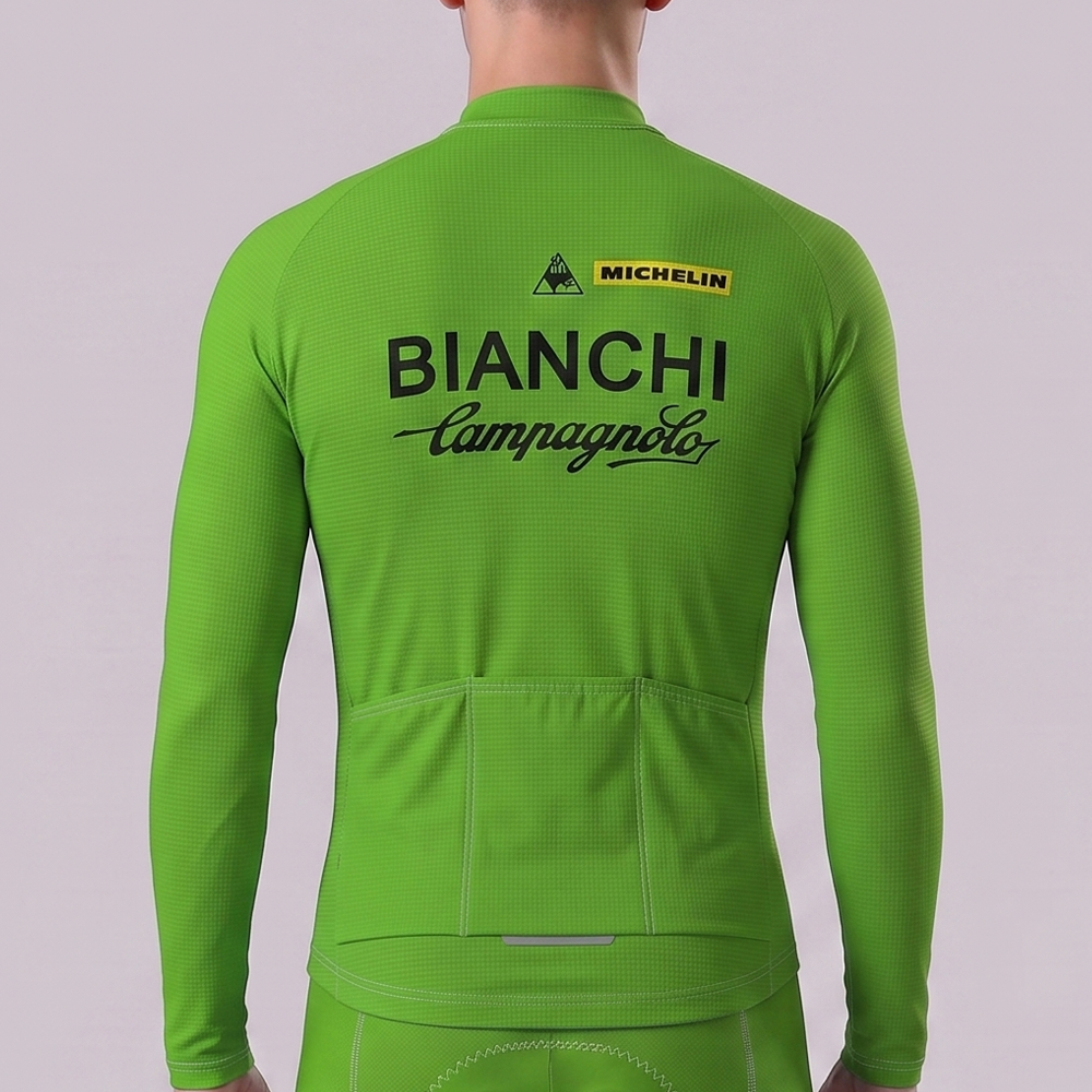 Green Bianchi Long Sleeves Cycling Jersey