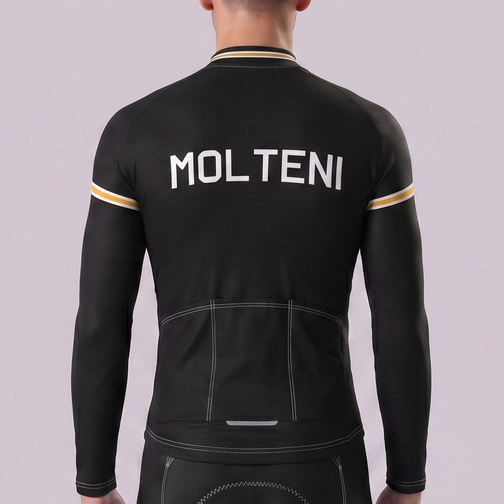 Black MOLTENI Fleece Long Cycling Jersey