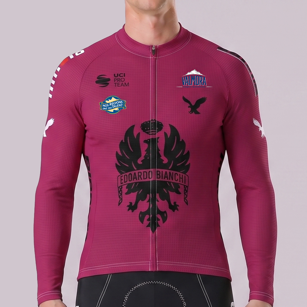 Red Bianchi Long Sleeves Cycling Jersey