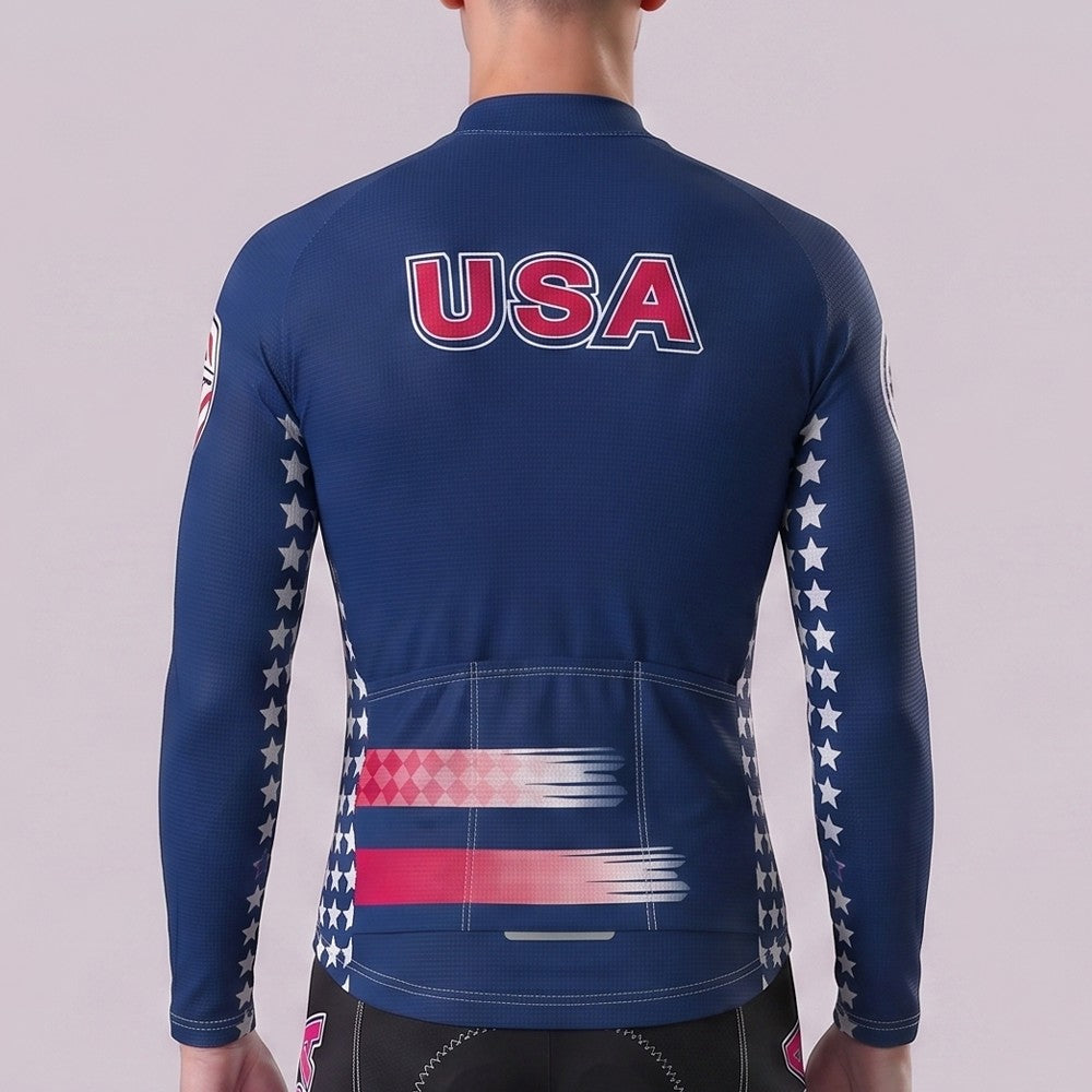 USA Stripes Long Sleeves Cycling Jersey