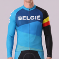 Belgium Blue Long Sleeves Cycling Jersey