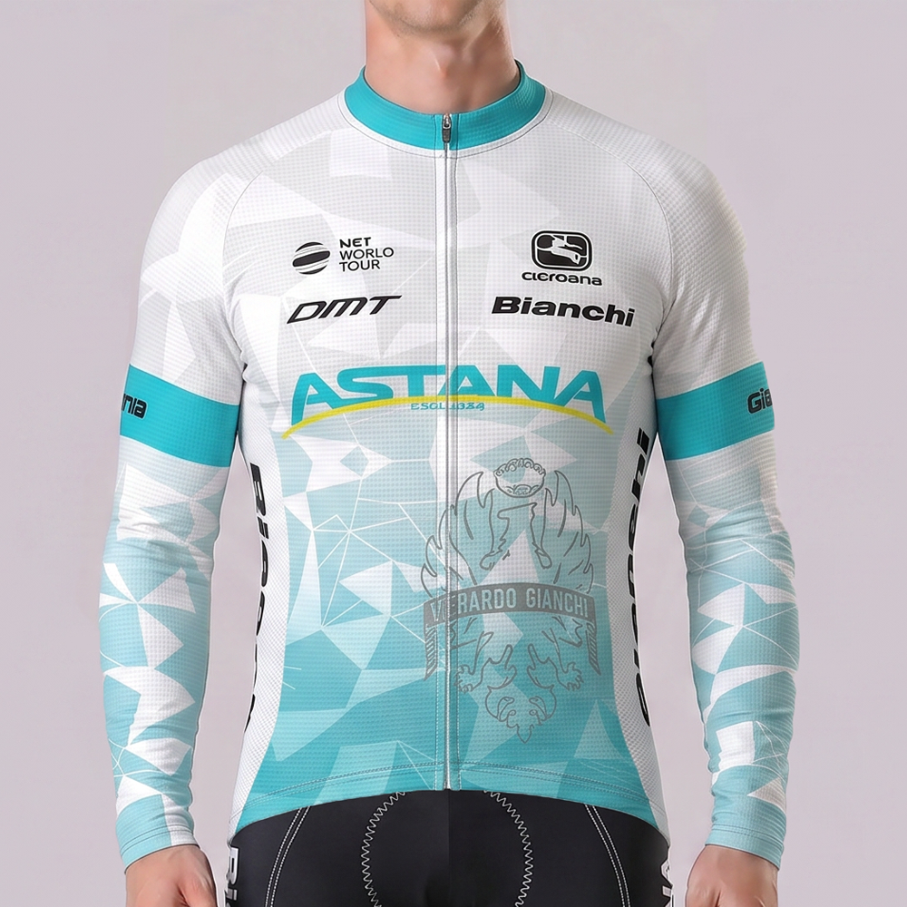 Stripes Bianchi Long Sleeves Cycling Jersey