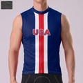 United States Blue Windproof Sleeveless Cycling Jersey
