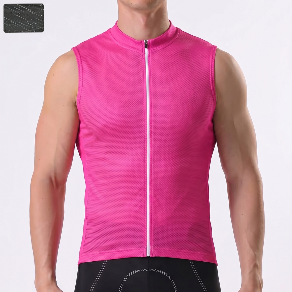 Rose Red Windproof Sleeveless Cycling Jersey