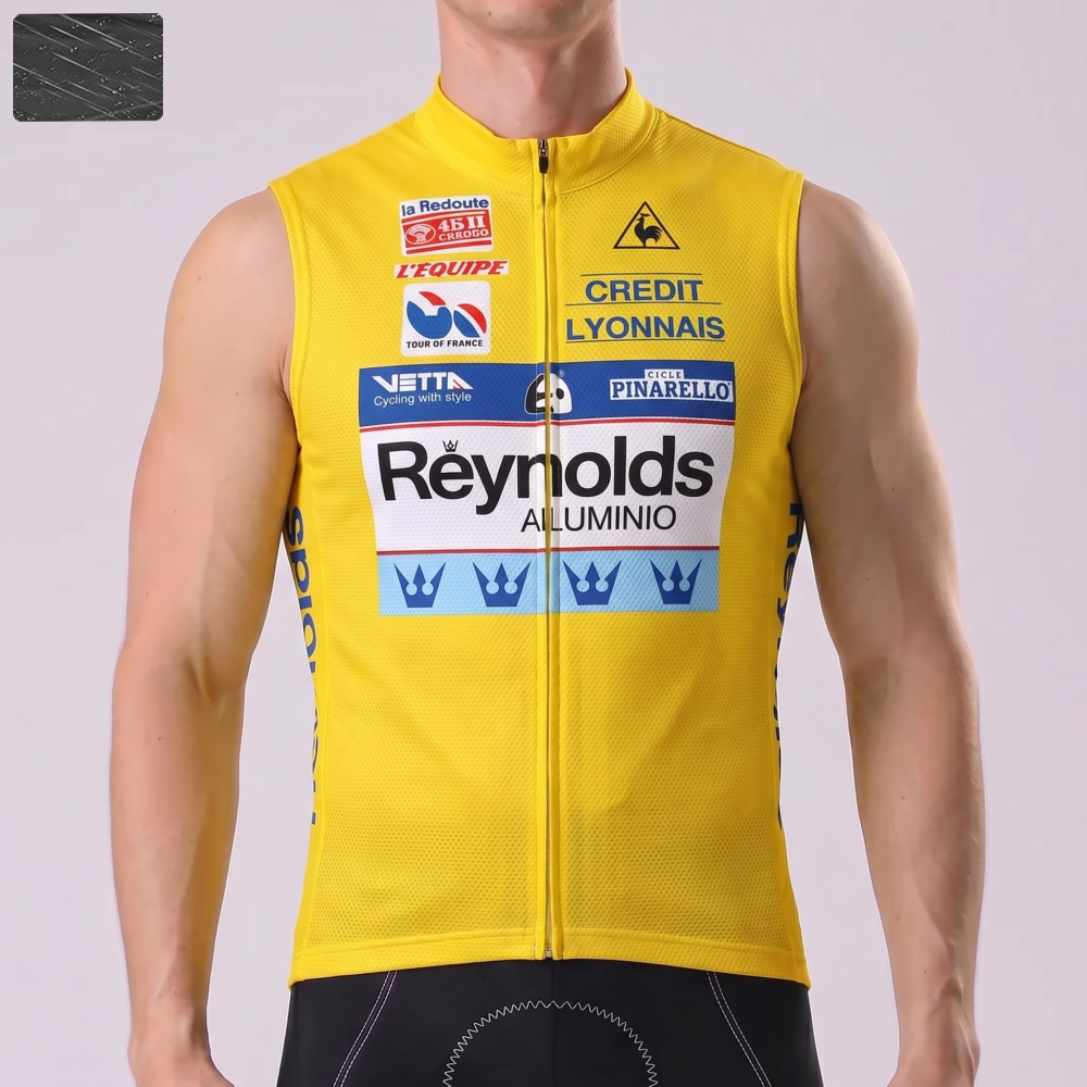 1988 Reynolds Yellow Windproof Sleeveless Cycling Jersey