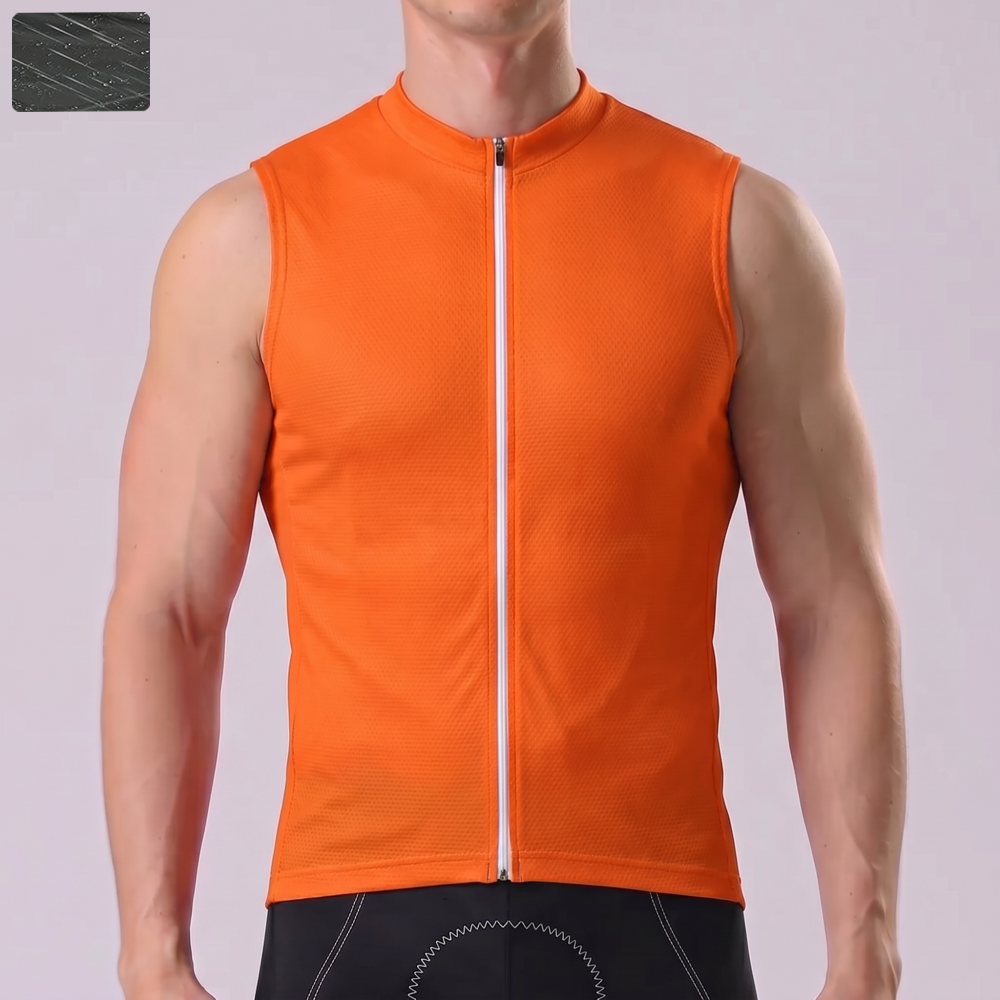 Macarons Orange Windproof Sleeveless Cycling Jersey