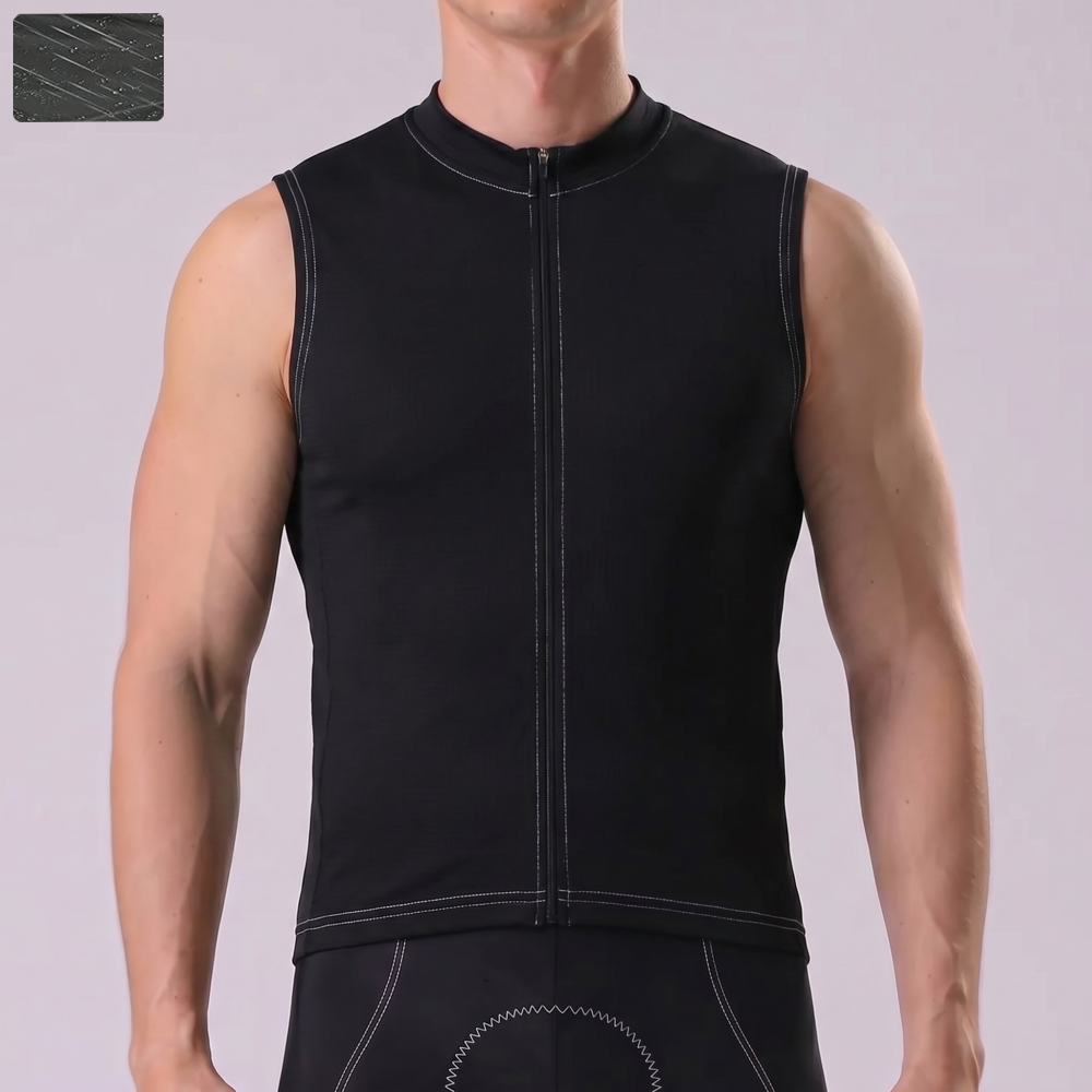 Black Windproof Sleeveless Cycling Jersey