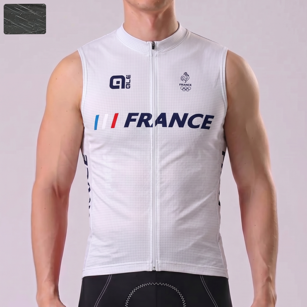 France White Windproof Sleeveless Cycling Jersey