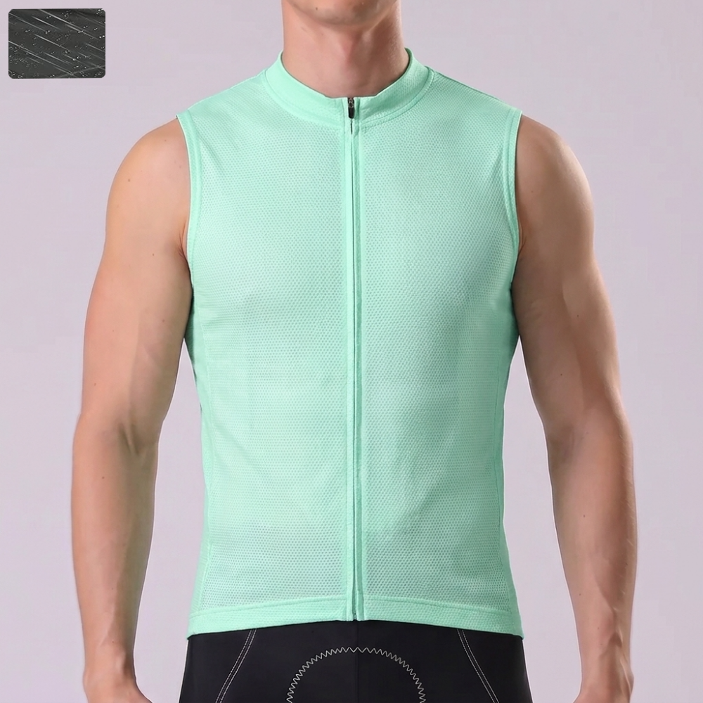 Macaron Green Windproof Sleeveless Cycling Jersey