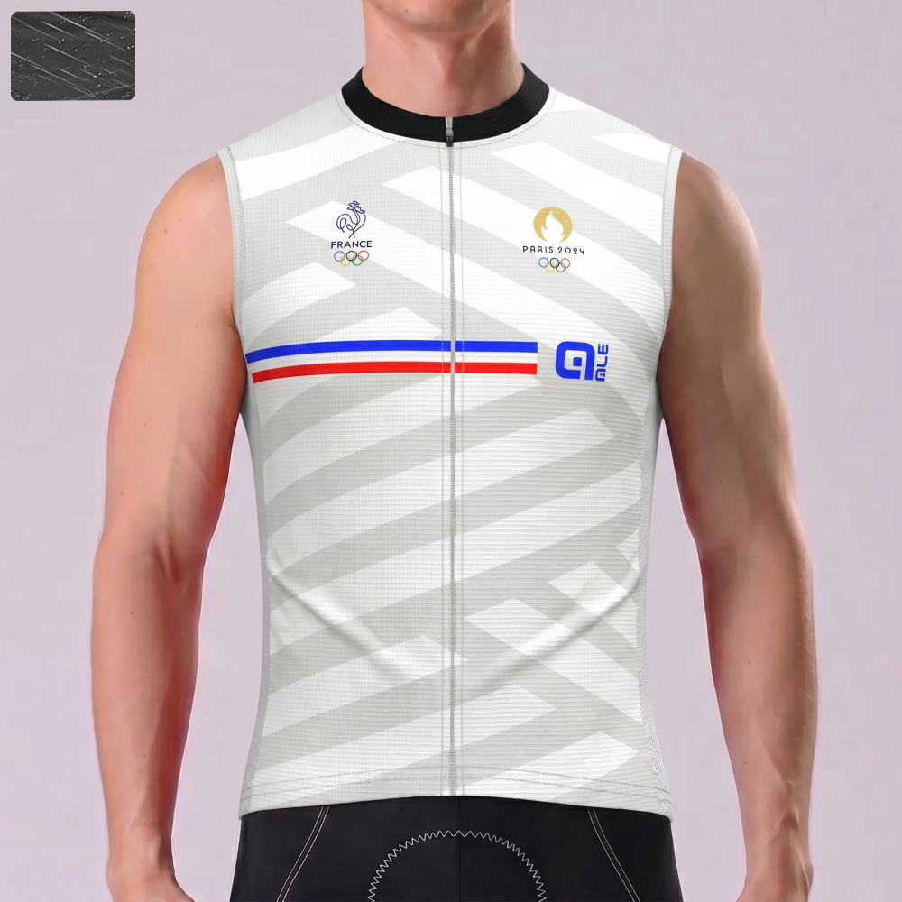 France Stripes Windproof Sleeveless Cycling Jersey