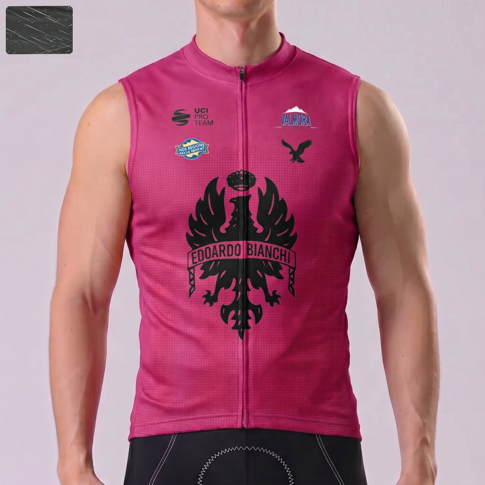 Red Bianchi Windproof Sleeveless Cycling Jersey
