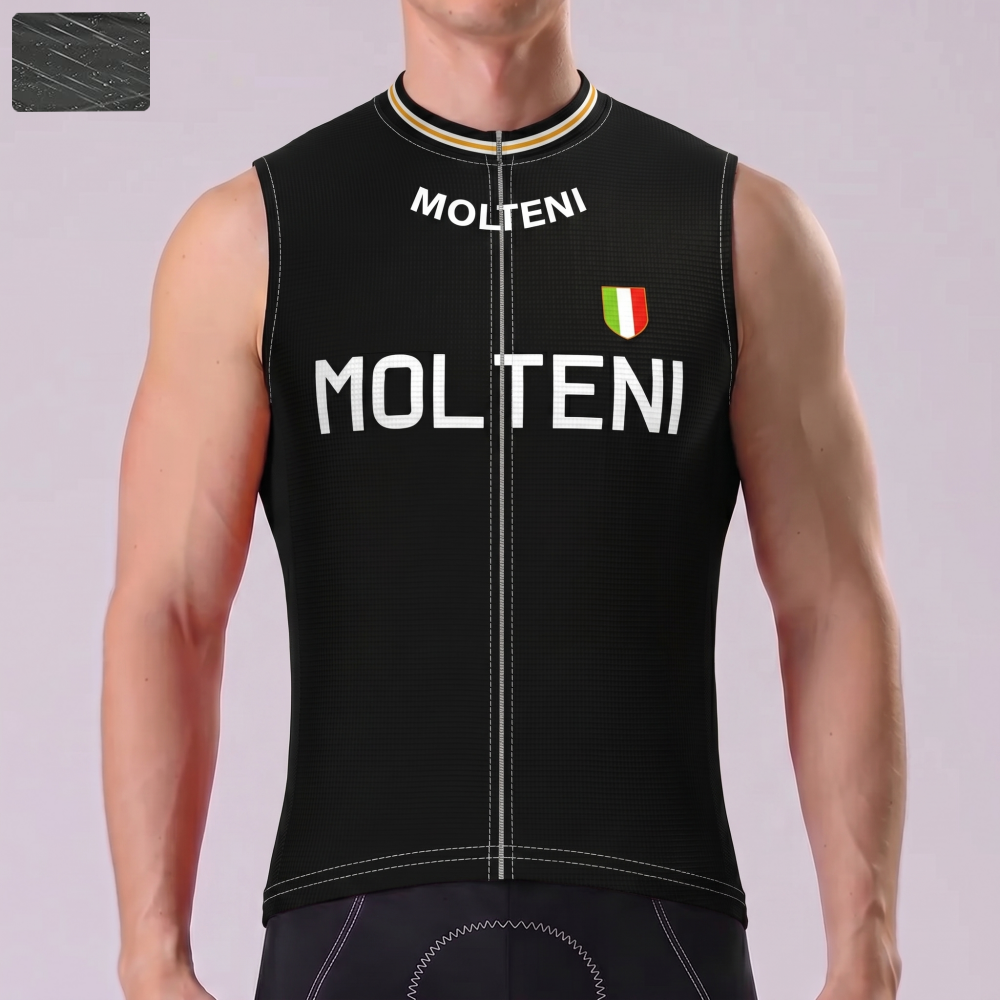 Black MOLTENI Windproof Sleeveless Cycling Jersey