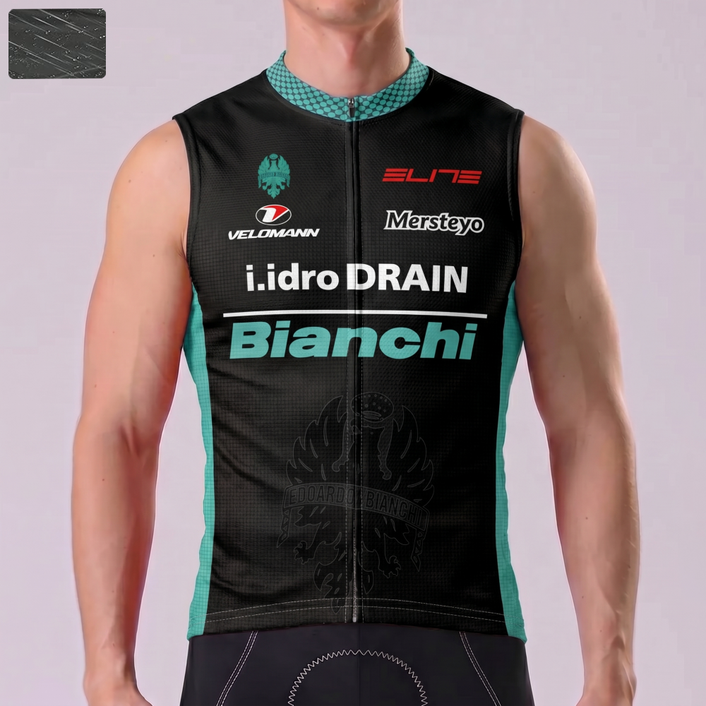 Black Bianchi Windproof Sleeveless Cycling Jersey