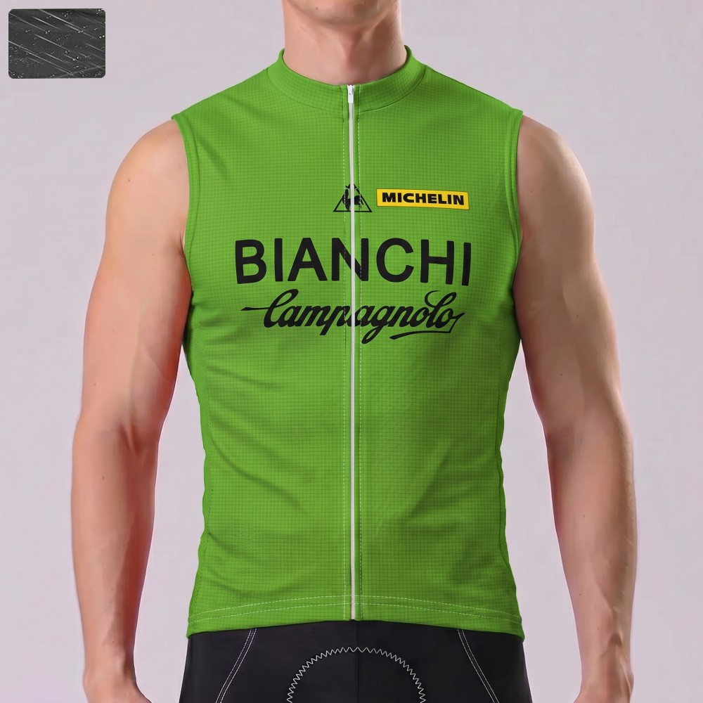 Green Bianchi Windproof Sleeveless Cycling Jersey