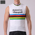 Stripes White Bianchi Windproof Sleeveless Cycling Jersey