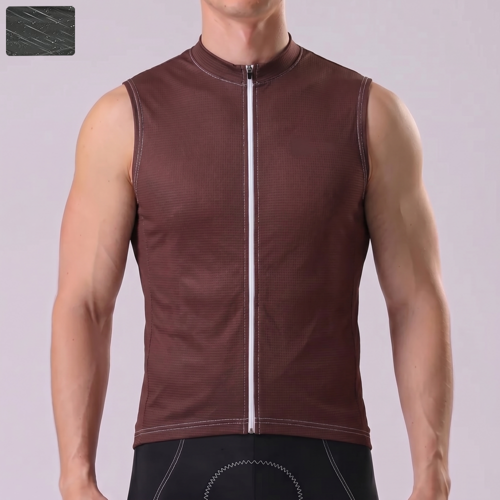 Dark Coffee Color  Windproof Sleeveless Cycling Jersey