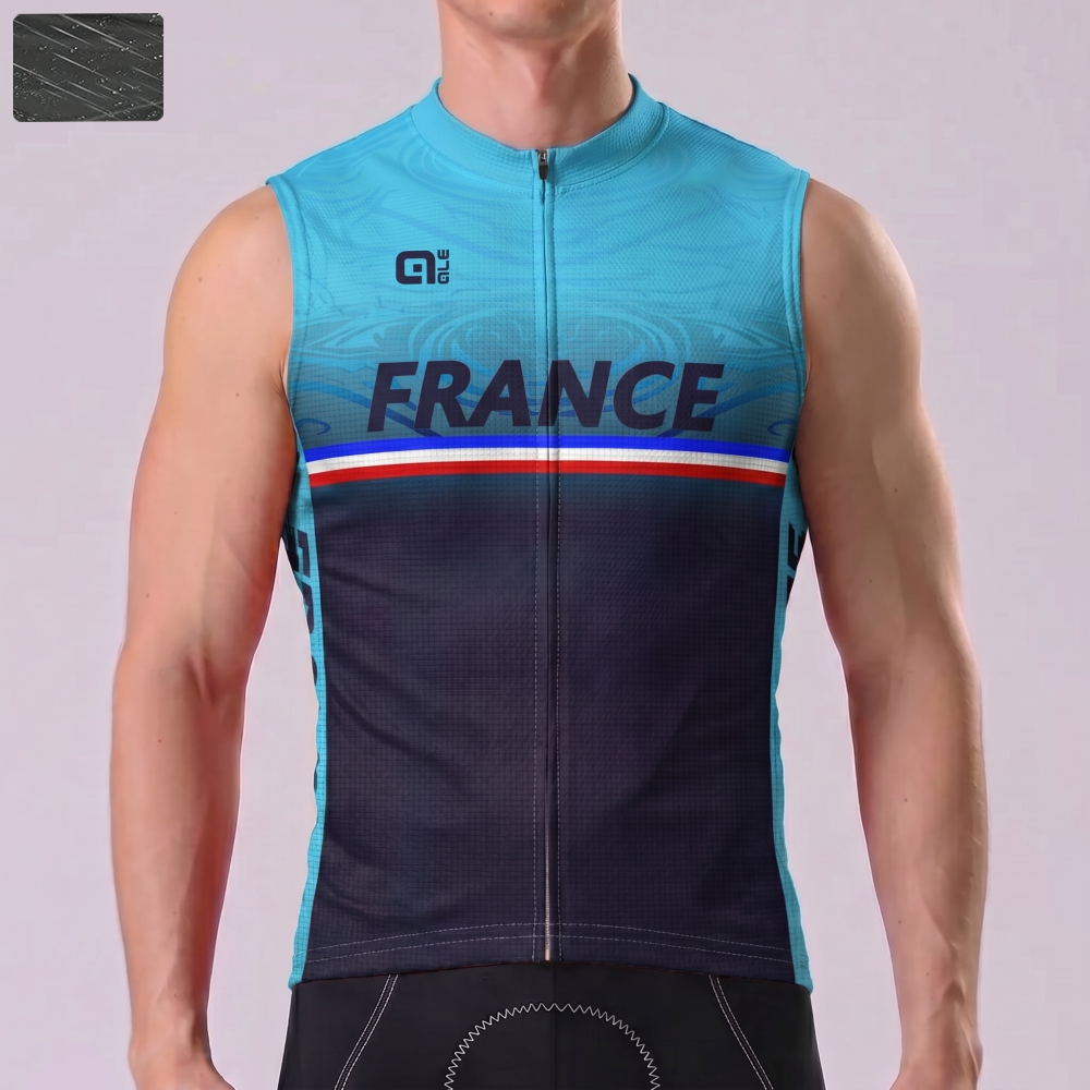 France Deep Blue Windproof Sleeveless Cycling Jersey