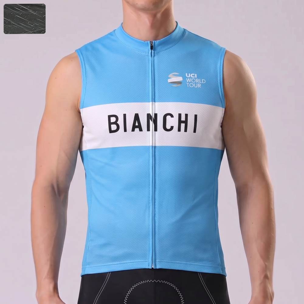 UCI BOOS Bianchi Windproof Sleeveless Cycling Jersey