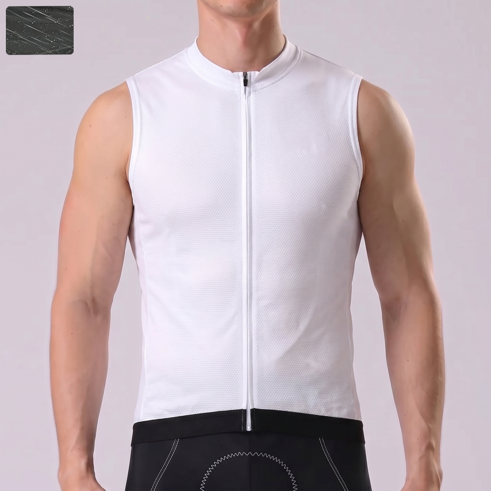 White Windproof Sleeveless Cycling Jersey