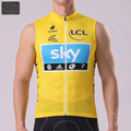 2015 Sky Yellow Windproof Sleeveless Cycling Jersey