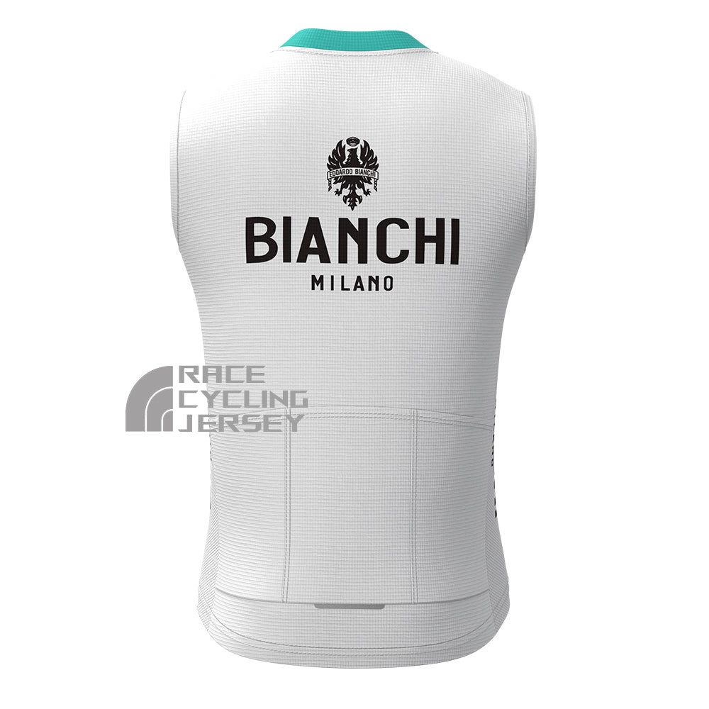 White Bianchi Fleece Sleeveless Cycling Jersey