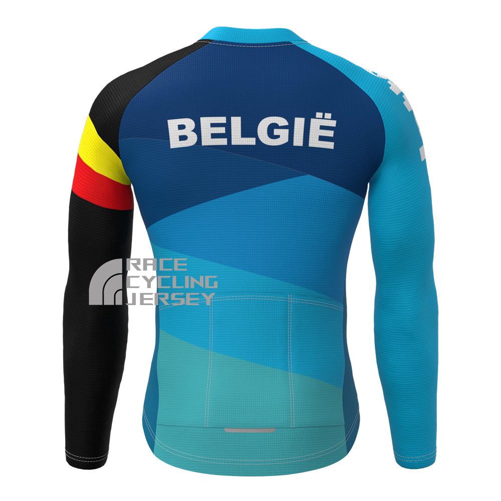 Belgium Blue Fleece Long Cycling Jersey