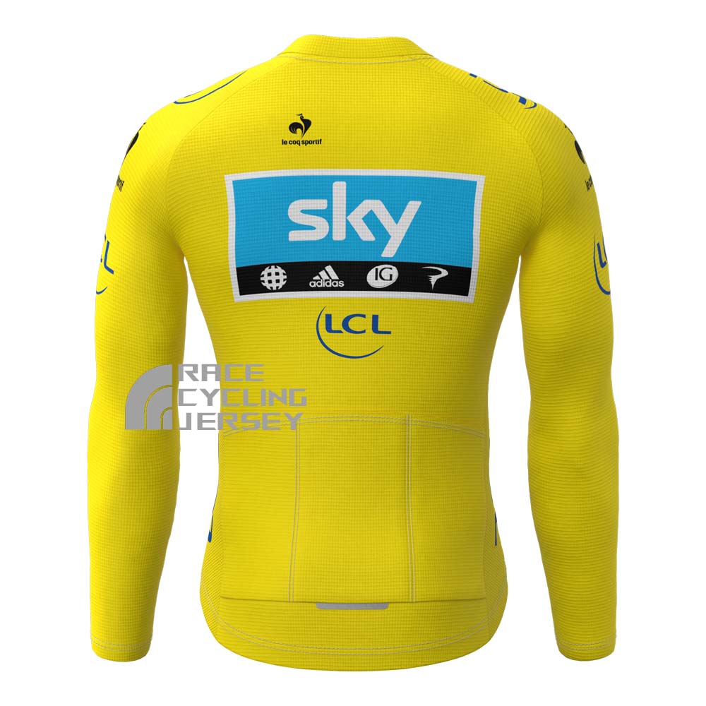 2015 Sky Yellow Fleece Long Cycling Jersey