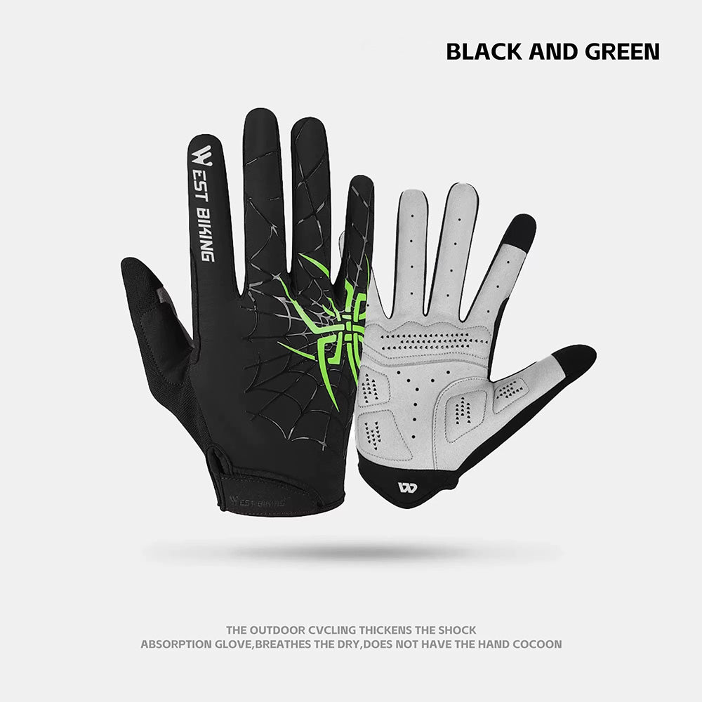 Spider Graphic Full Finger MTB Bike Gloves