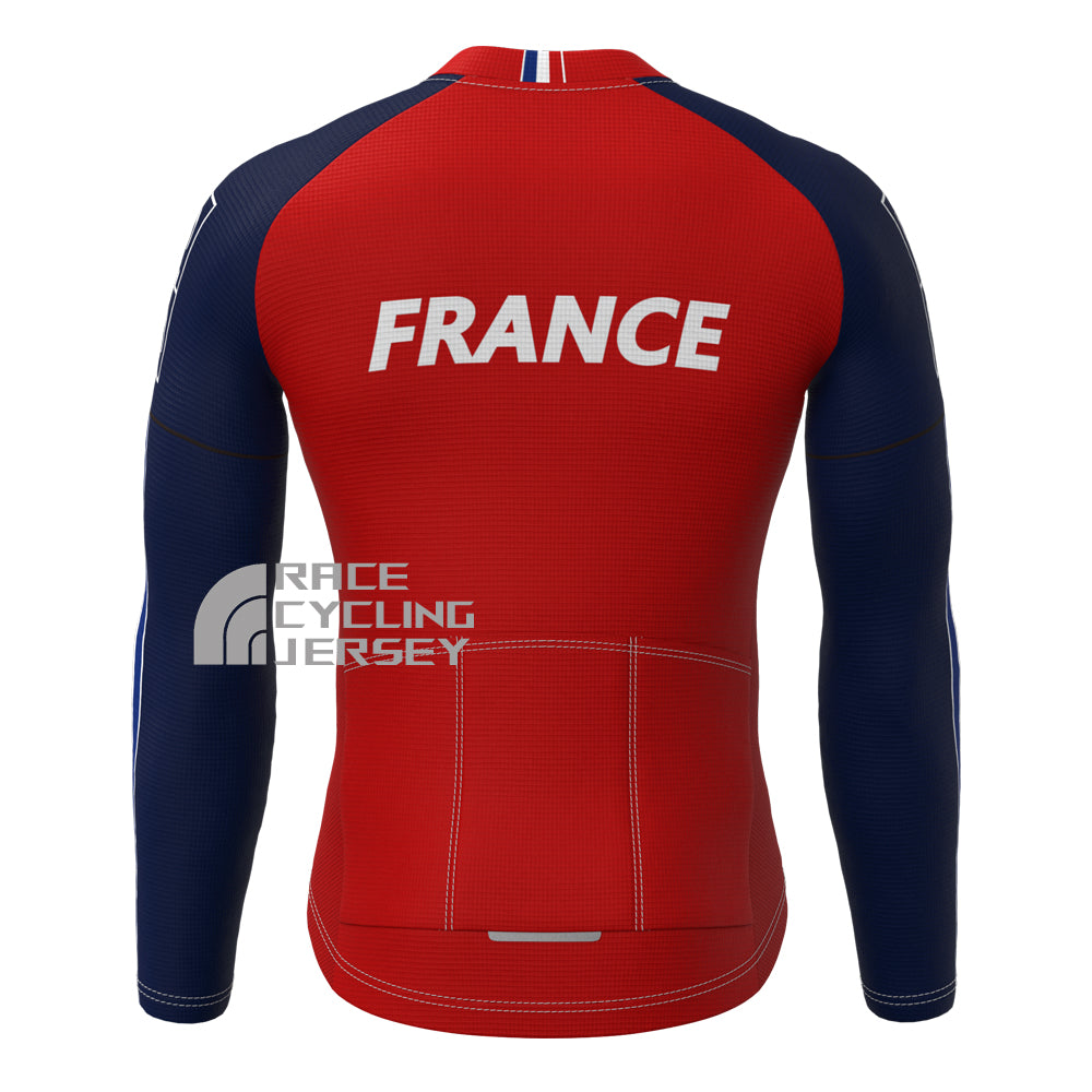 France Red Fleece Long Cycling Jersey