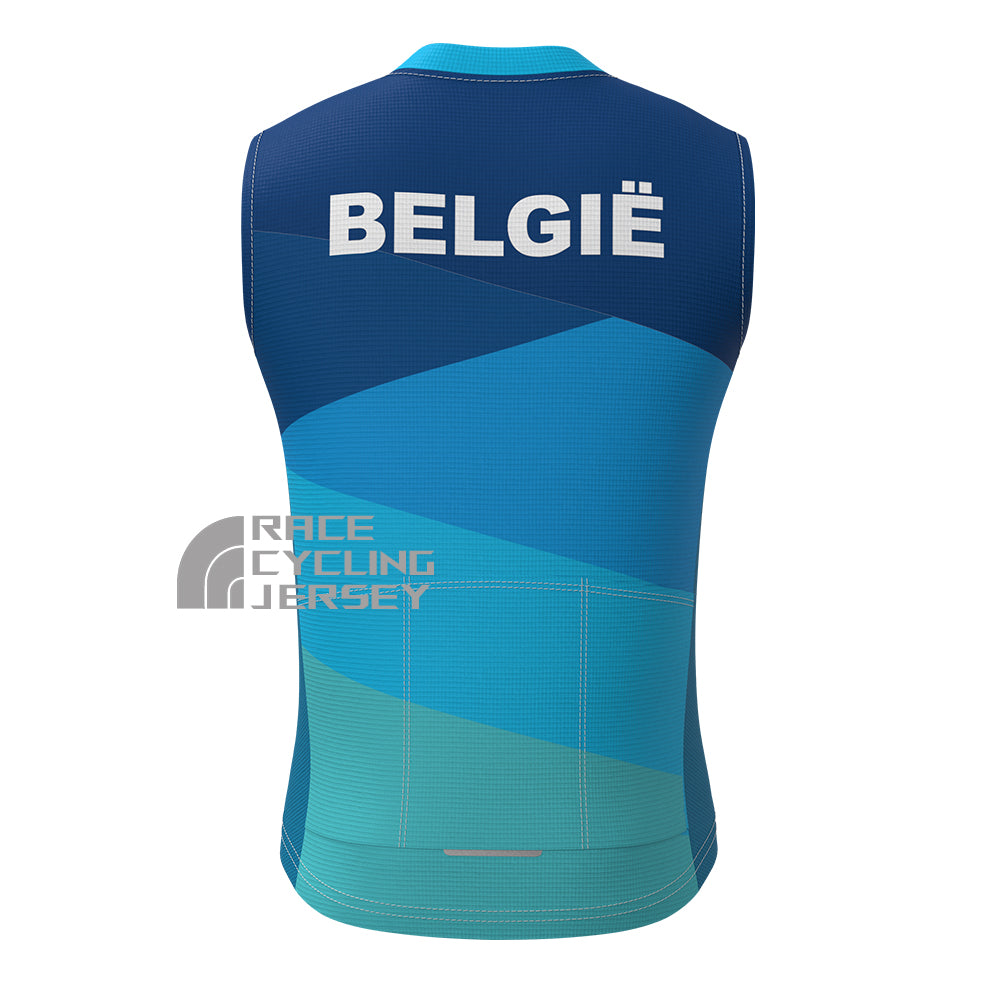 Belgium Blue Fleece Sleeveless Cycling Jersey