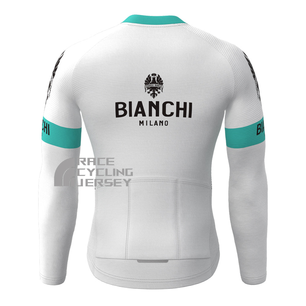 White Bianchi Fleece Long Cycling Jersey