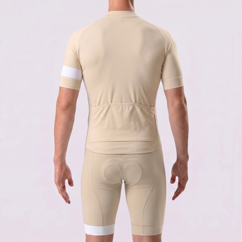 Light Khaki Short Sleeves Cycling Kits