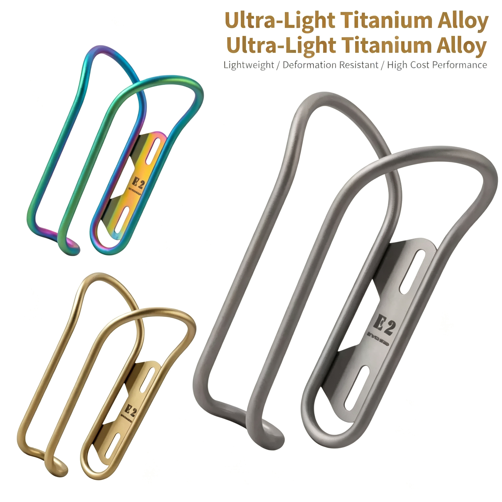 Brushed Gold Titanium Bicycle Water Holder