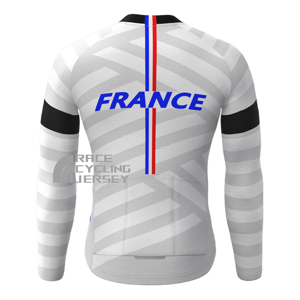 France Stripes Fleece Long Cycling Jersey