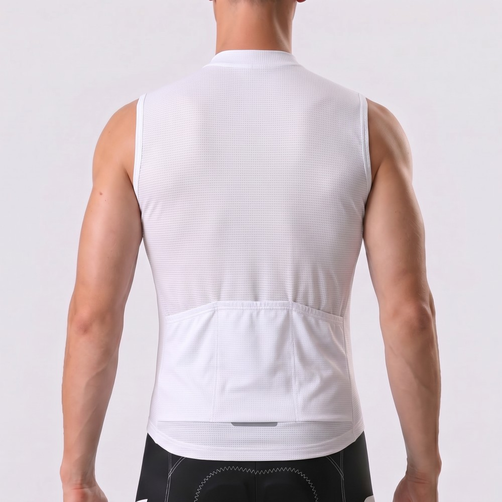 White Sleeveless Cycling Jersey