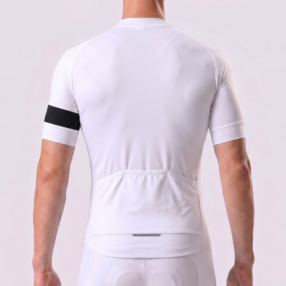 White Short Sleeves Cycling Jersey
