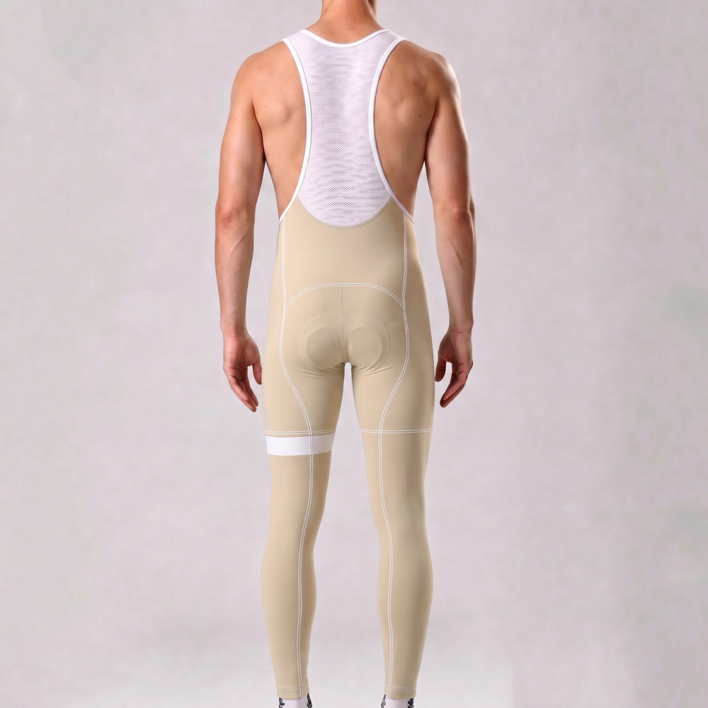 Light Khaki Fleece Bib Cycling Pants