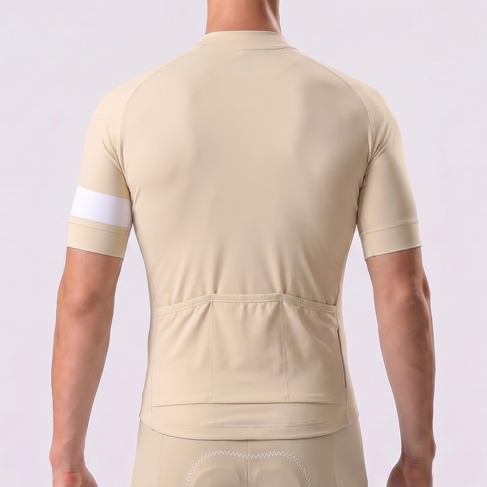 Light Khaki Short Sleeves Cycling Jersey