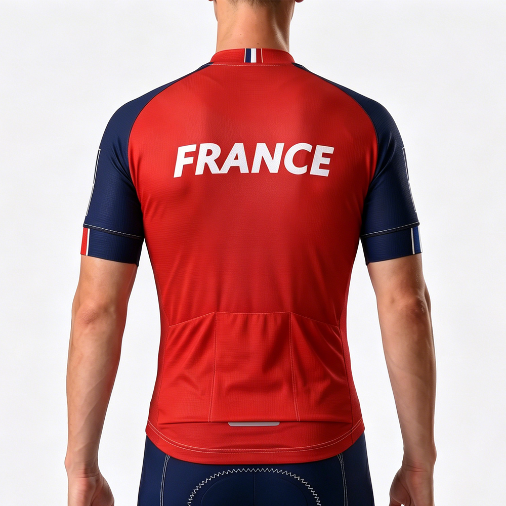 France Red Short Sleeves Cycling Jersey