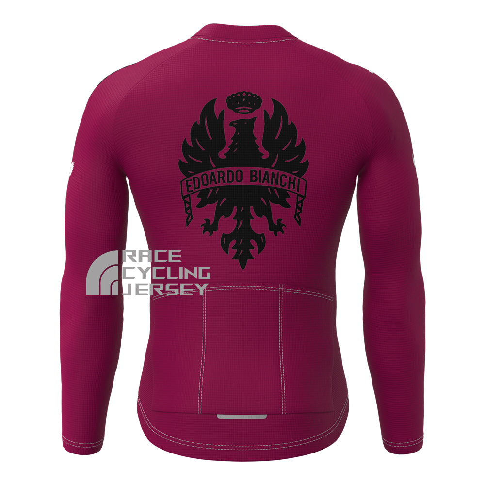 Red Bianchi Fleece Long Cycling Jersey