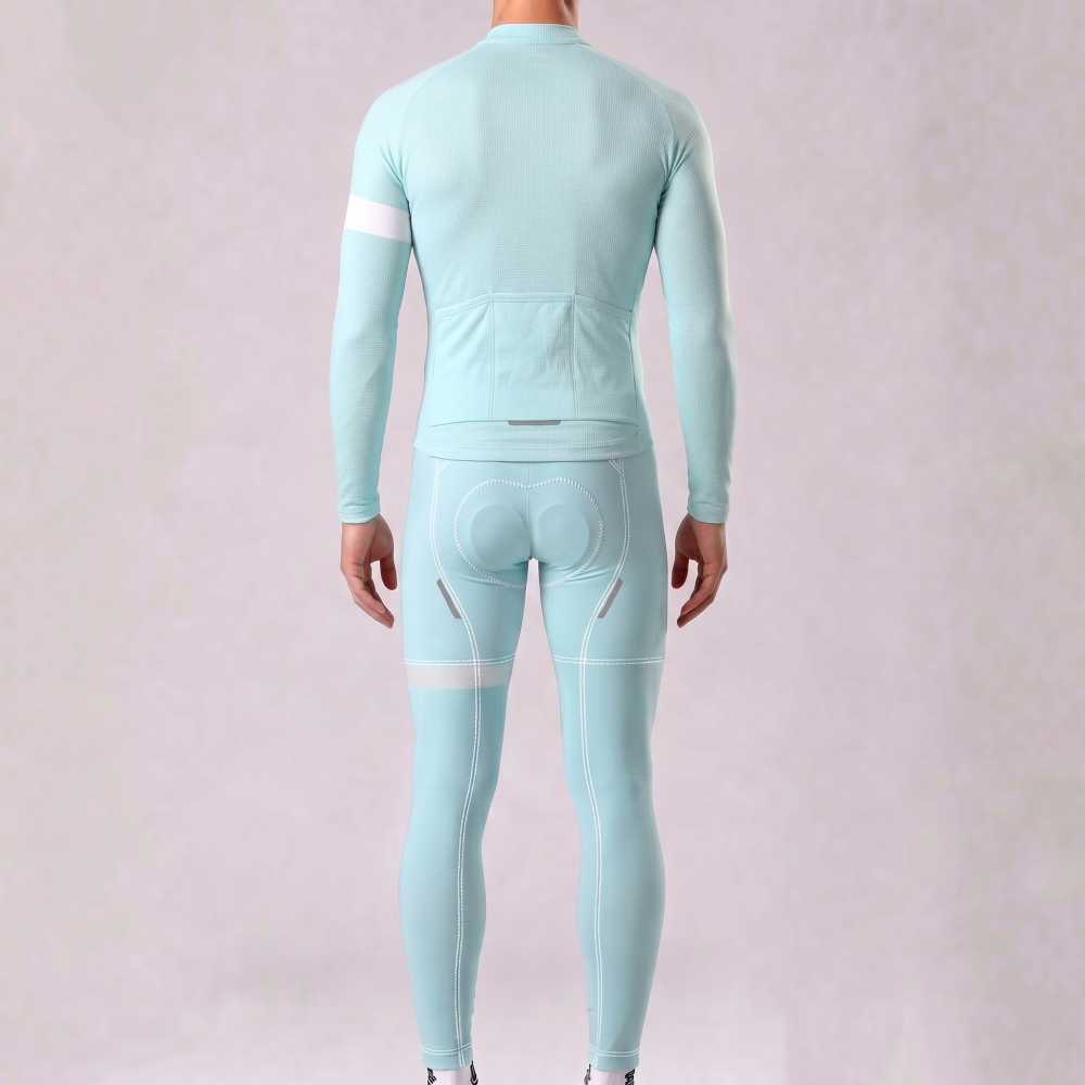 Glacier Blue Fleece Long Sleeves Cycling Kits