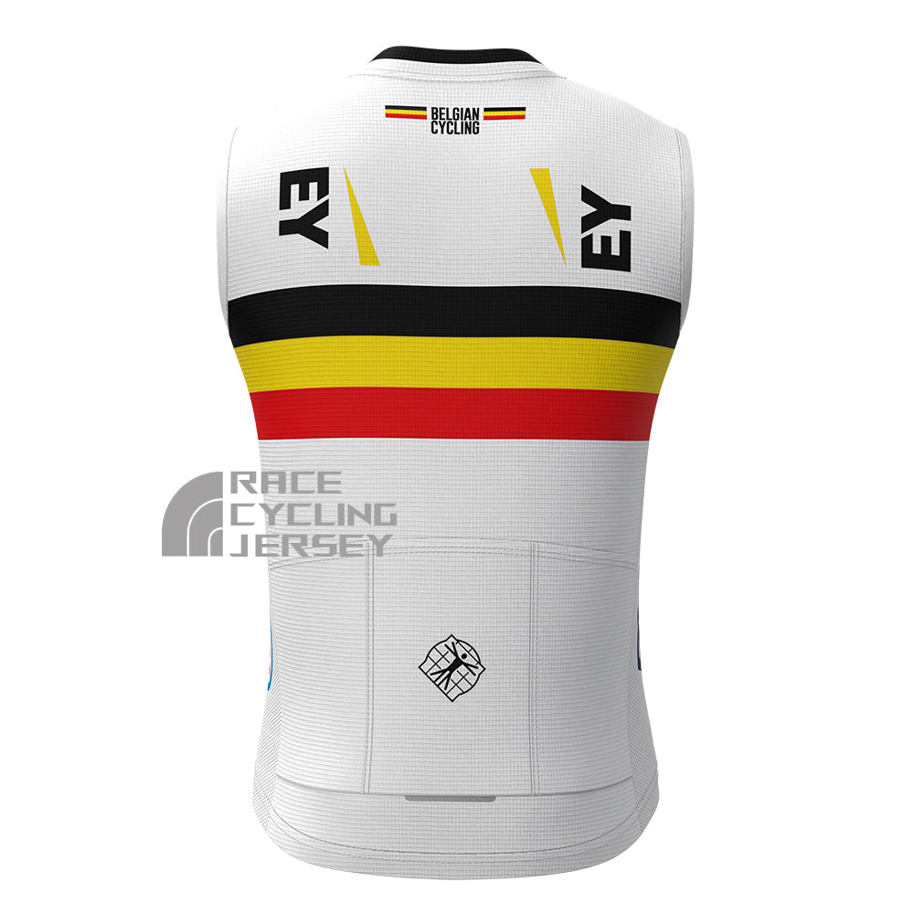 Belgium White Fleece Sleeveless Cycling Jersey