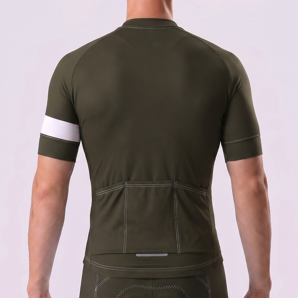 Army Green Short Sleeves Cycling Jersey