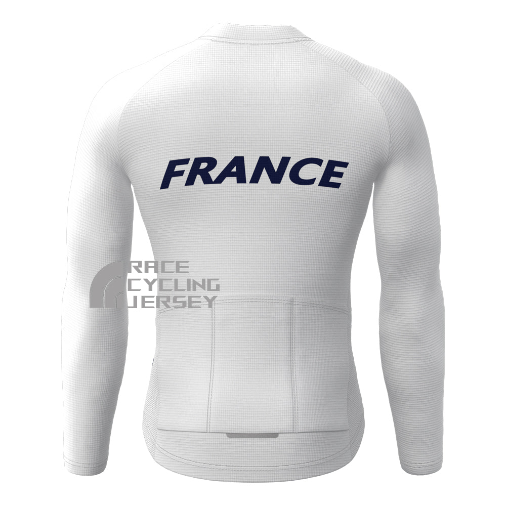 France White Fleece Long Cycling Jersey