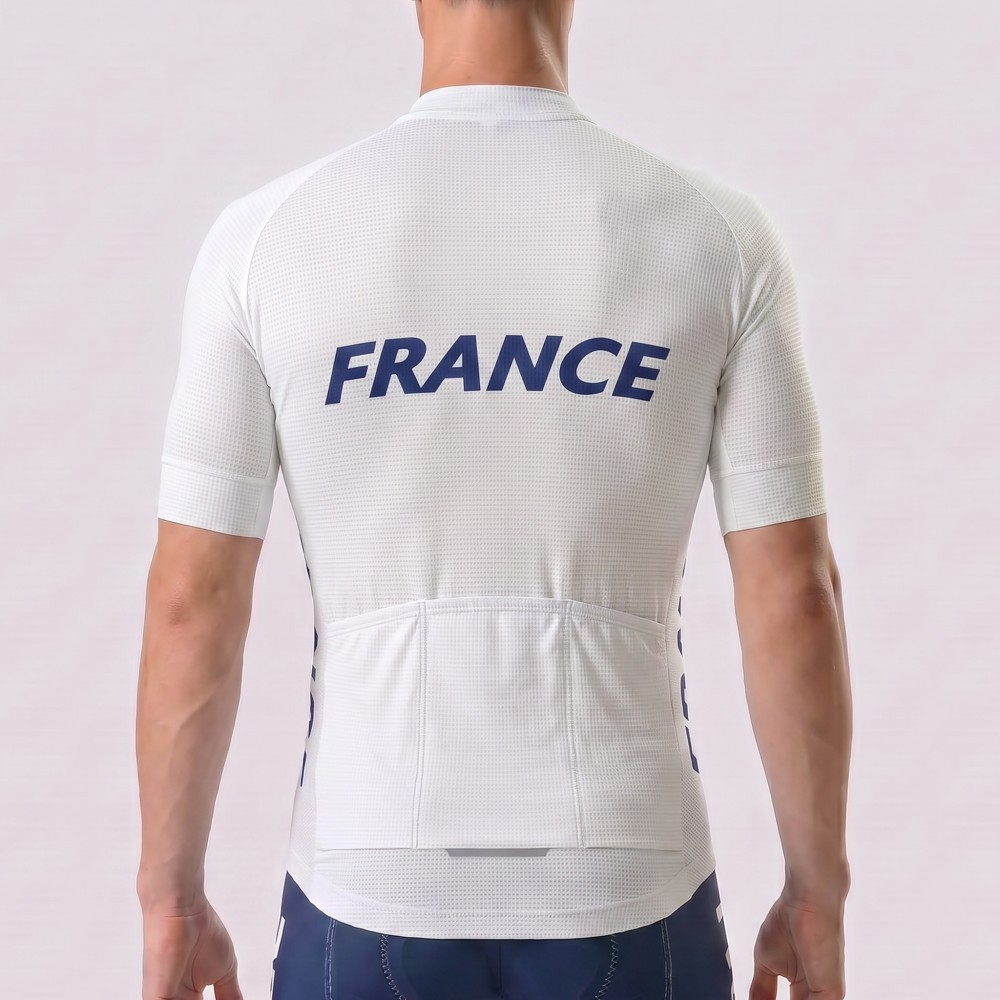 France White Short Sleeves Cycling Jersey