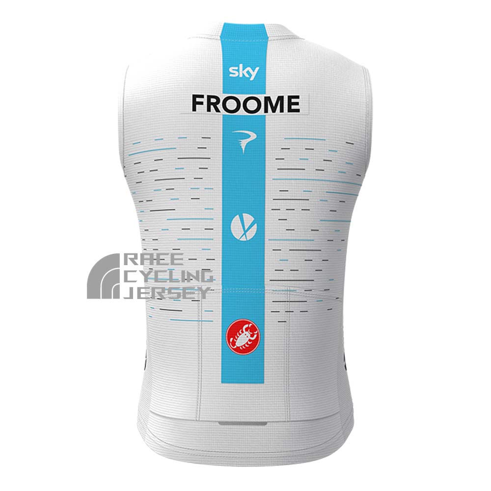 2018 Sky Data Print Fleece Sleeveless Cycling Jersey