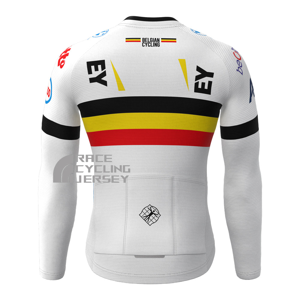 Belgium White Fleece Long Cycling Jersey
