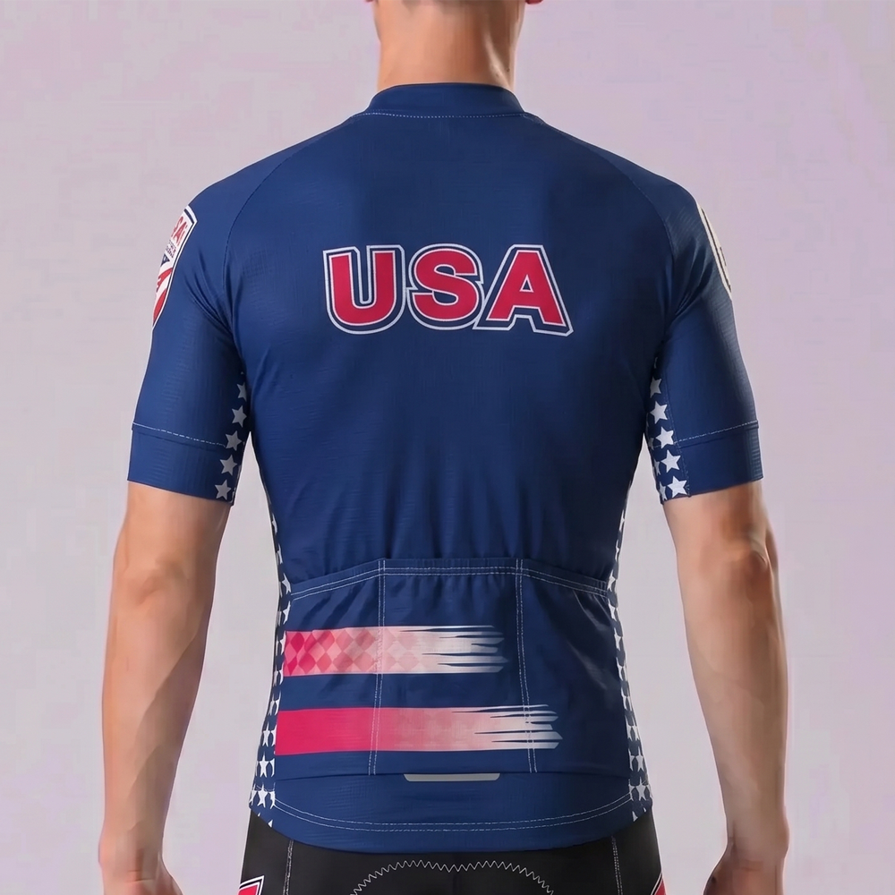 USA Stripes Short Sleeves Cycling Jersey