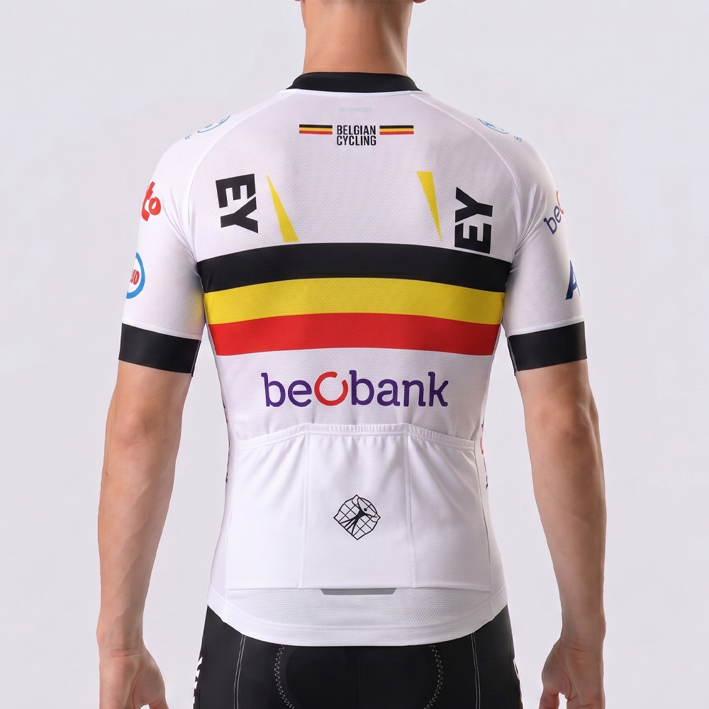 Belgium White Short Sleeves Cycling Jersey